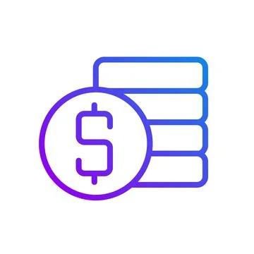 Coins stack and dollar symbol pixel perfect gradient linear vector icon Stock Illustration