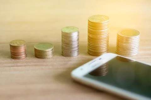 Coins stack of coins saving money and income or investment ideas and financ.. Stock Photos
