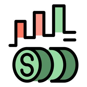 Coins stack with growing bar chart representing increasing profit Stock Illustration