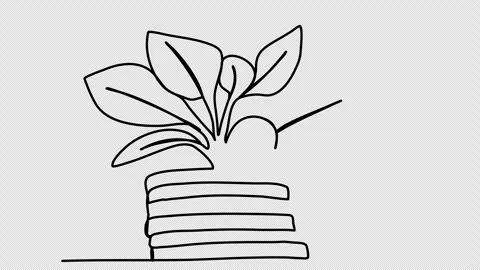 Coins stack with growing plant one line drawing animation. Video clip with alpha Stock-Footage 257172378