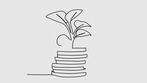 Coins stack with growing plant one line drawing animation. Video clip with alpha Stock-Footage 257173725