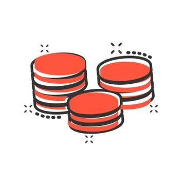 Coins stack icon in comic style. Coin cash vector cartoon illustration pictog Stock Illustration