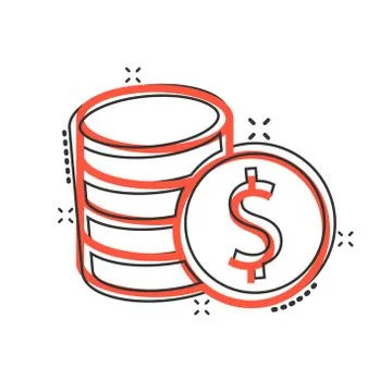 Coins stack icon in comic style. Dollar coin cartoon vector illustration on w 스톡 일러스트