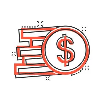 Coins stack icon in comic style. Dollar coin cartoon vector illustration on w 스톡 일러스트