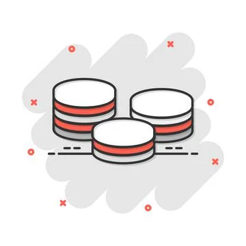 Coins stack icon in comic style. Coin cash vector cartoon illustration pictog 스톡 일러스트