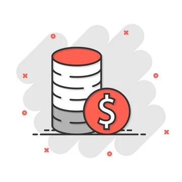 Coins stack icon in comic style. Dollar coin cartoon vector illustration on w Stock Illustration