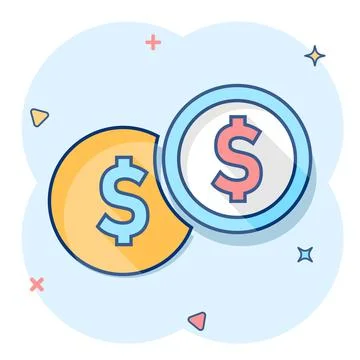 Coins stack icon in comic style. Dollar coin vector cartoon illustration pict 스톡 일러스트