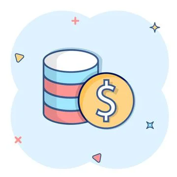 Coins stack icon in comic style. Dollar coin cartoon vector illustration on w 스톡 일러스트