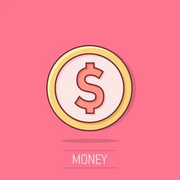 Coins stack icon in comic style. Dollar coin vector cartoon illustration pi.. 스톡 일러스트