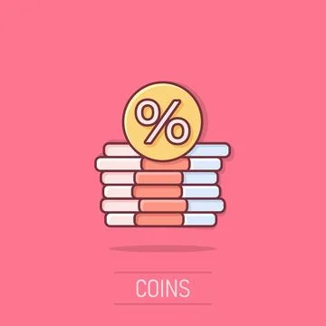 Coins stack icon in comic style. Dollar coin cartoon vector illustration on.. Illustrazione stock