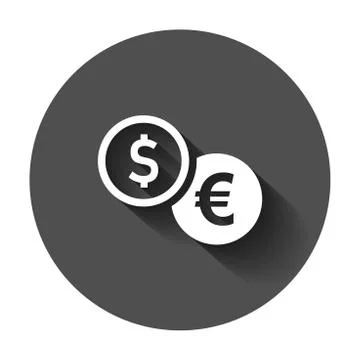 Coins stack icon in flat style. Dollar coin vector illustration with long sha 스톡 일러스트