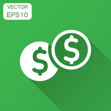 Coins stack icon in flat style. Dollar coin vector illustration with long sha Stock Illustration
