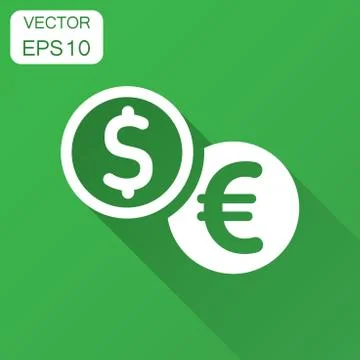 Coins stack icon in flat style. Dollar, euro coin vector illustration with lo Stock Illustration