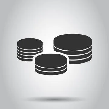 Coins stack icon in flat style. Coin cash vector illustration on white backgr Stock Illustration
