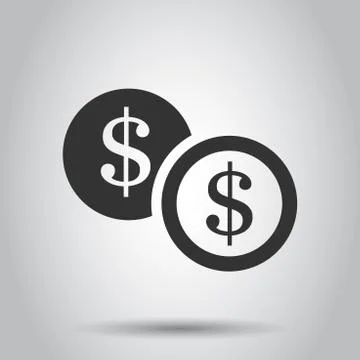 Coins stack icon in flat style. Dollar coin vector illustration on white back Illustrazione stock