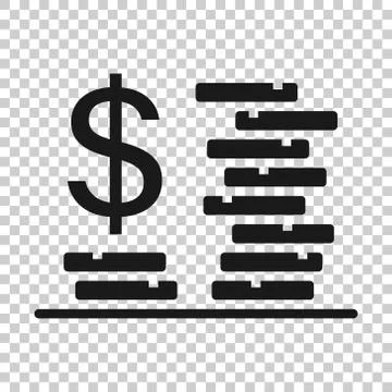 Coins stack icon in flat style. Dollar coin vector illustration on white isol 스톡 일러스트