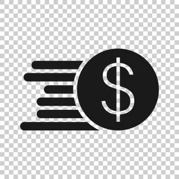 Coins stack icon in flat style. Dollar coin vector illustration on white isol Stock Illustration