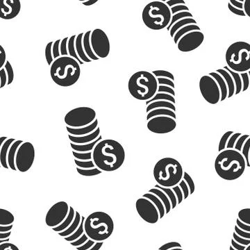 Coins stack icon in flat style. Dollar coin vector illustration on white isol Illustrazione stock