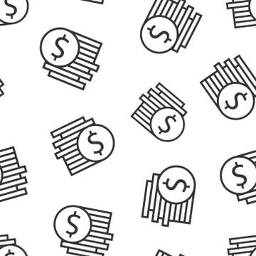 Coins stack icon in flat style. Dollar coin vector illustration on white isol 스톡 일러스트