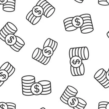 Coins stack icon in flat style. Dollar coin vector illustration on white isol Illustrazione stock