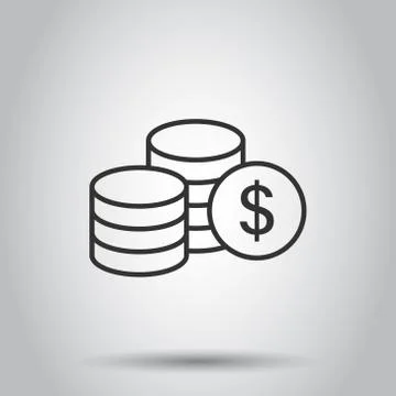Coins stack icon in flat style. Dollar coin vector illustration on white isol 스톡 일러스트
