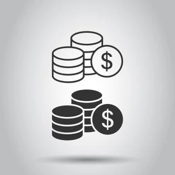 Coins stack icon in flat style. Dollar coin vector illustration on white isol Stock Illustration