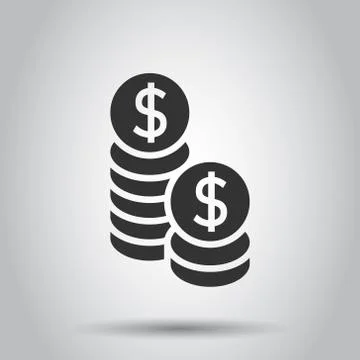 Coins stack icon in flat style. Dollar coin vector illustration on white isol 스톡 일러스트