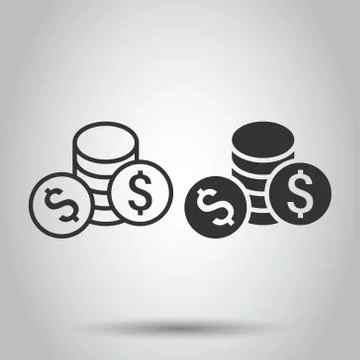 Coins stack icon in flat style. Dollar coin vector illustration on white isol Stock Illustration