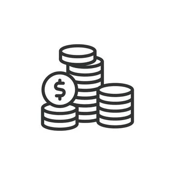 Coins Stack, icon in line design. Coins, stack, money, wealth, finance, savings Stock Illustration