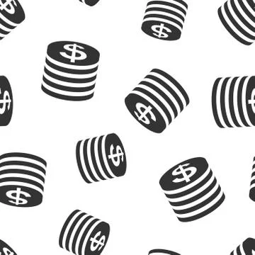 Coins stack icon seamless pattern background. Dollar coin vector illustration Illustrazione stock