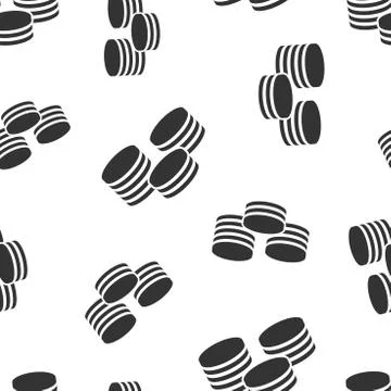Coins stack icon seamless pattern background. Coin cash vector illustration.  스톡 일러스트