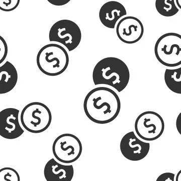 Coins stack icon seamless pattern background. Dollar coin vector illustration Illustrazione stock