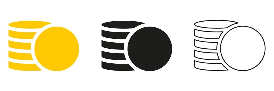Coins stack icon set. 스톡 일러스트
