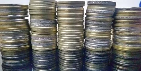 Coins Stack on the isolated background Stock Photos