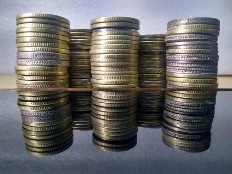 Coins Stack on the isolated background Stock Photos