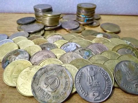 Coins Stack on the isolated background Stock Photos