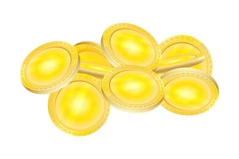 Coins stack isolated on white background. Pile golden coins. Stock Illustration