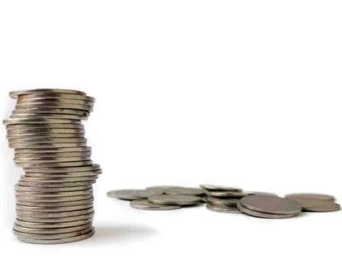Coins Stack or pile on white background , money investment and finance concept Foto stock