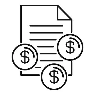 Coins stack paper icon, outline style Illustrazione stock