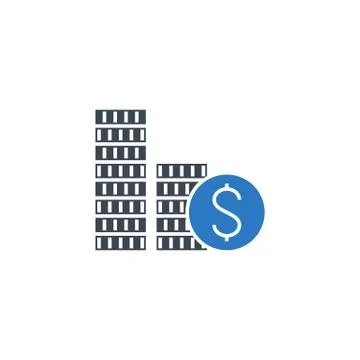 Coins Stack related vector glyph icon. イラスト素材