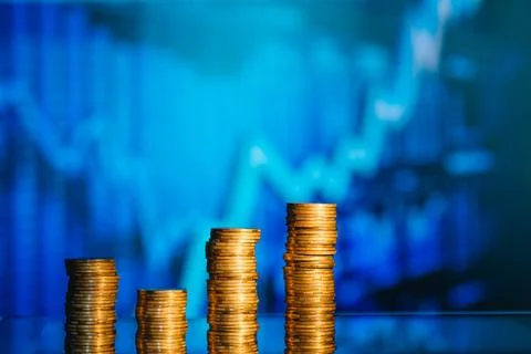 Coins stack step growing growth value increase profit rate up, The best exc.. Stock Photos