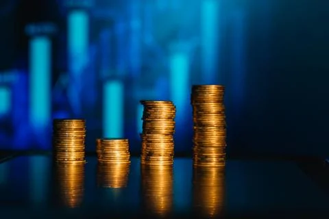 Coins stack step growing growth value increase profit rate up, The best exc.. Stock Photos