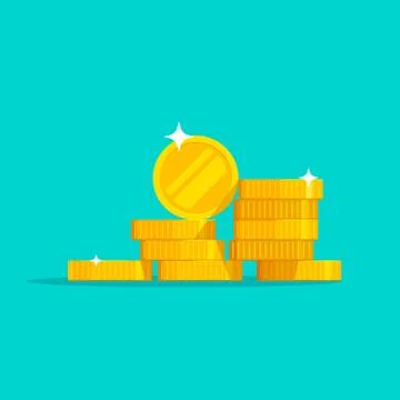 Coins stack vector, coin money stacked icon, golden penny cash Stock Illustration