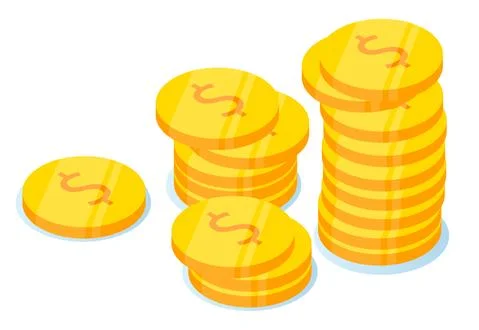 Coins stack vector flat illustration, dollar golden coins modern design isolated Illustrazione stock