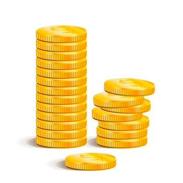 Coins stack vector illustration, flat coin money stacked icon flat Stock Illustration