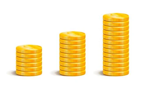 Coins stack vector illustration, flat coin money stacked icon flat Stock Illustration