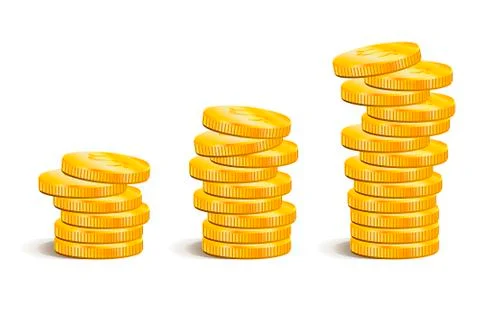 Coins stack vector illustration, flat coin money stacked icon flat Stock Illustration