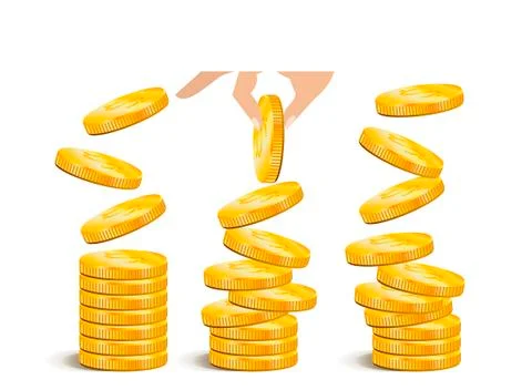 Coins stack vector illustration, flat coin money stacked icon flat Stock Illustration