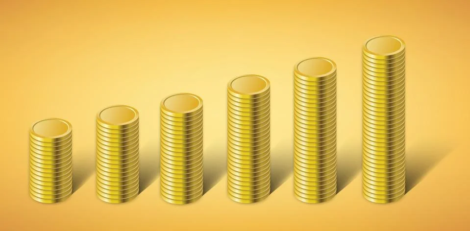 Coins stack vector illustration. Golden coins money. Money savings for future. 스톡 일러스트