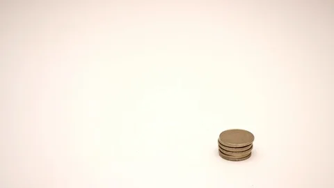 Coins on stack on white background - Stop motion animation Stock Footage 103550436